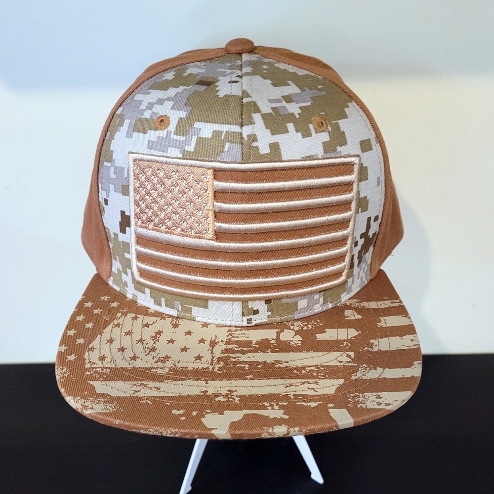 Tan American Flag Camo Print Snapback